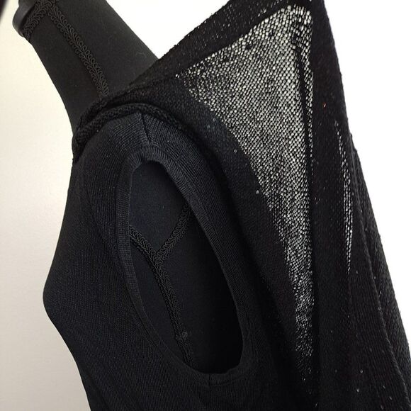 NWT Chicos Sequin Shiny Chrissy Cape Sleeveless Pullover Black Sweater - Picture 6 of 8
